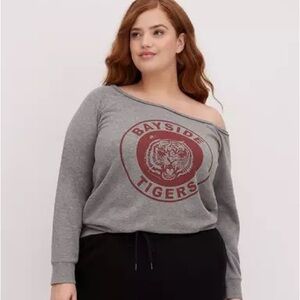Torrid Bayside Tigers Over the Shoulder Grey Plus Sweatshirt size 1X